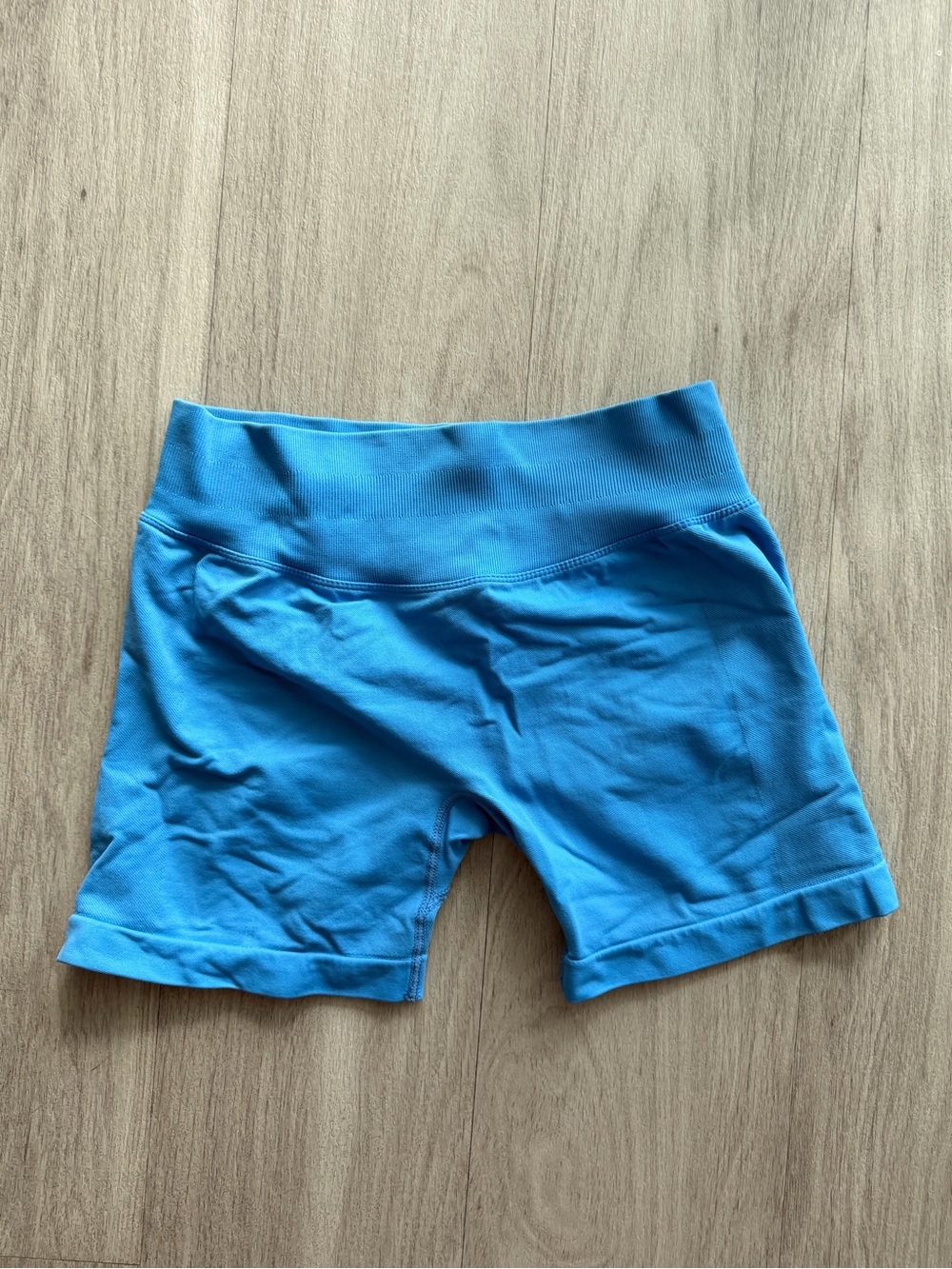 Women’s Bike Shorts in Cyan Blue with Wide Waistband
